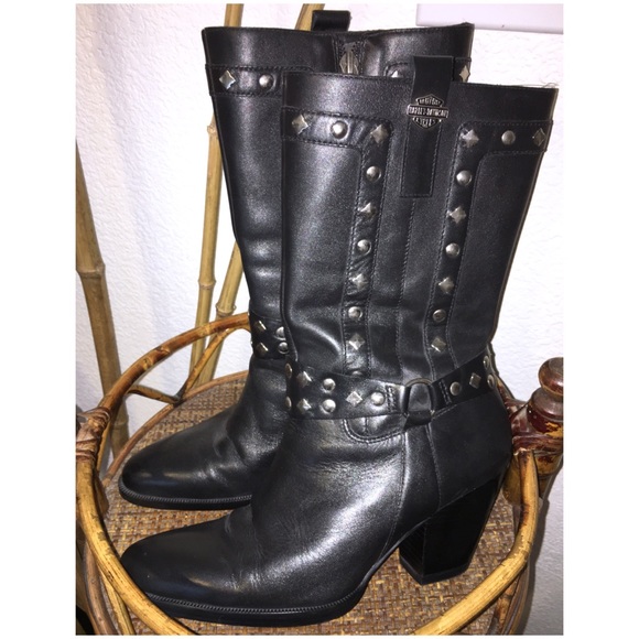 Harley-Davidson Shoes - ⬇️$60 ʜᴀʀʟᴇʏ ᴅᴀᴠɪᴅsᴏɴ | Black Leather Stud Boots